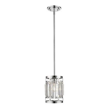 Z-LITE Mersesse 1 Light Pendant, Chrome & Clear 6007MP-CH